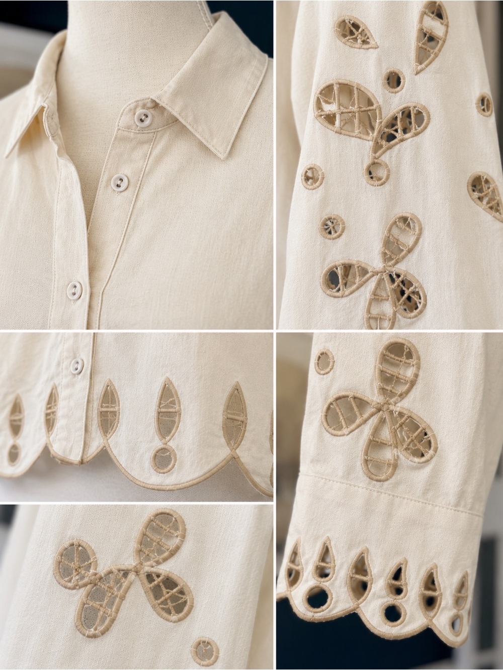 Christian Lacroix Embroidered Cutwork Linen Blouse Top M - Picture 9 of 12